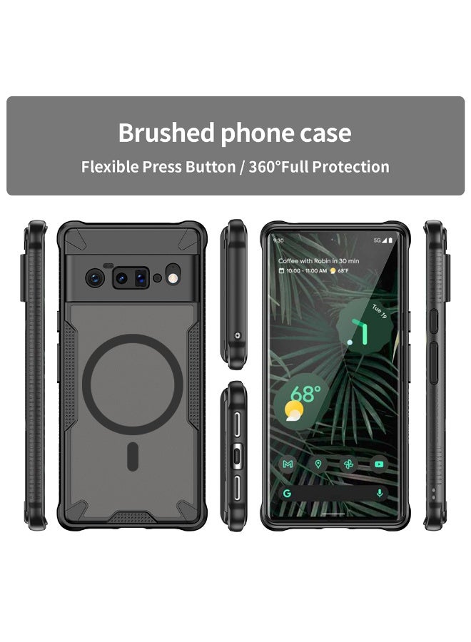 غطاء حمايه لهاتف جوجل بيكسل 6 برو جراب ارمور مغناطيسي ياتي بحواف مرتفعة حول الشاشة وعدسة الكاميرا تساعد على منع الخدوش - اسود - Image 3