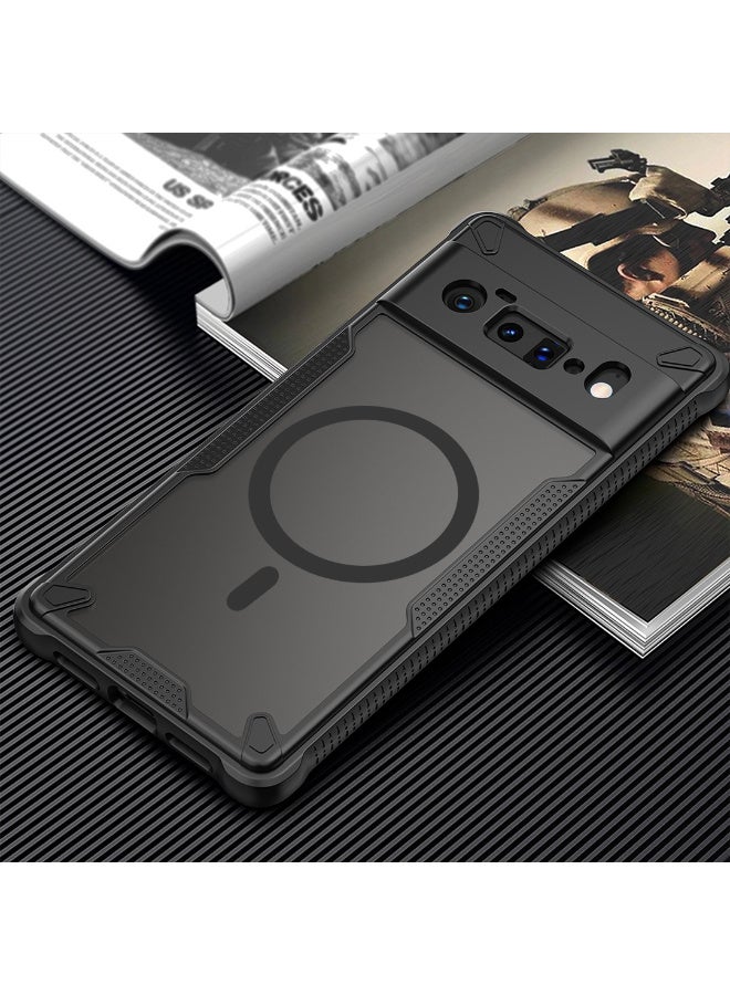 غطاء حمايه لهاتف جوجل بيكسل 6 برو جراب ارمور مغناطيسي ياتي بحواف مرتفعة حول الشاشة وعدسة الكاميرا تساعد على منع الخدوش - اسود - Image 2