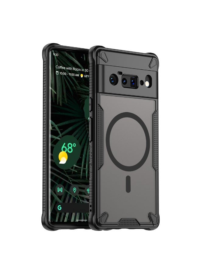 غطاء حمايه لهاتف جوجل بيكسل 6 برو جراب ارمور مغناطيسي ياتي بحواف مرتفعة حول الشاشة وعدسة الكاميرا تساعد على منع الخدوش - اسود - Image 1