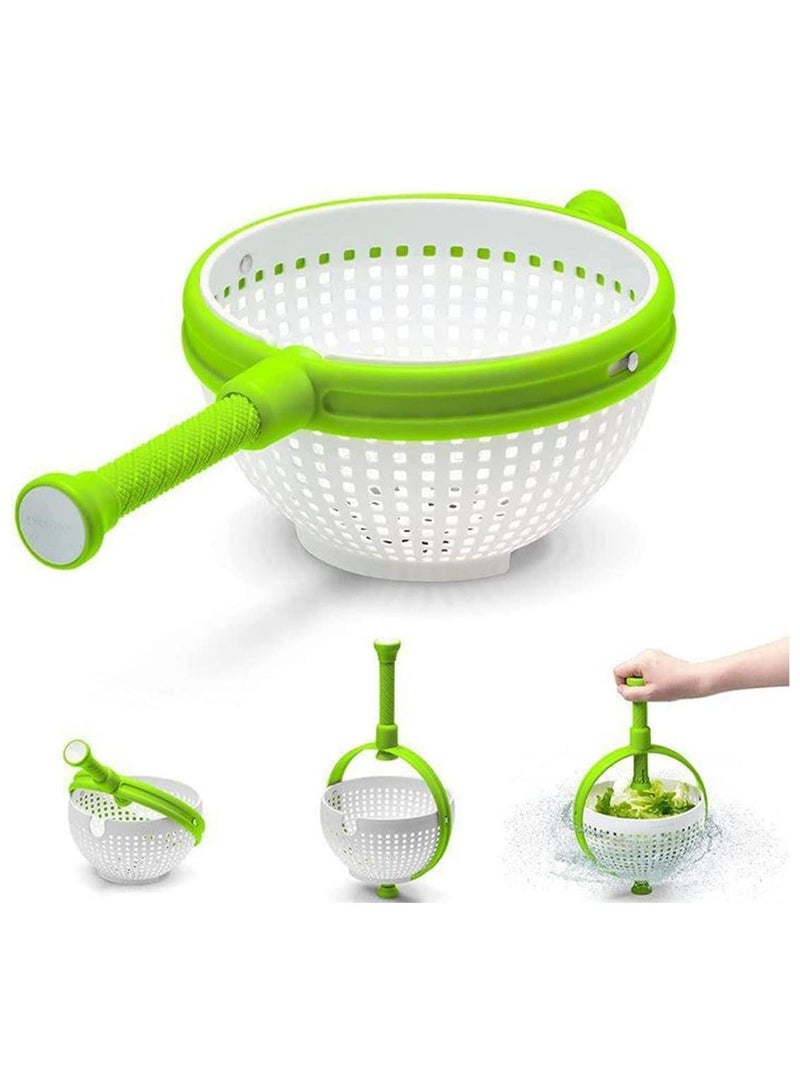 Salad Spinner & Drain Lettuce Colander Easy-To-Use Fruit Salad Washing Filter Vegetables Fruits Rotating Drain Basket With Collapsible Handle for Tastier Fresher Food  - Image 1