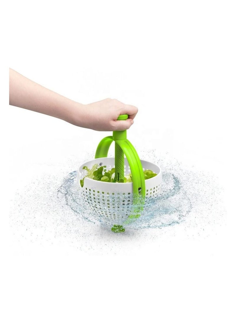 Salad Spinner & Drain Lettuce Colander Easy-To-Use Fruit Salad Washing Filter Vegetables Fruits Rotating Drain Basket With Collapsible Handle for Tastier Fresher Food  - Image 5