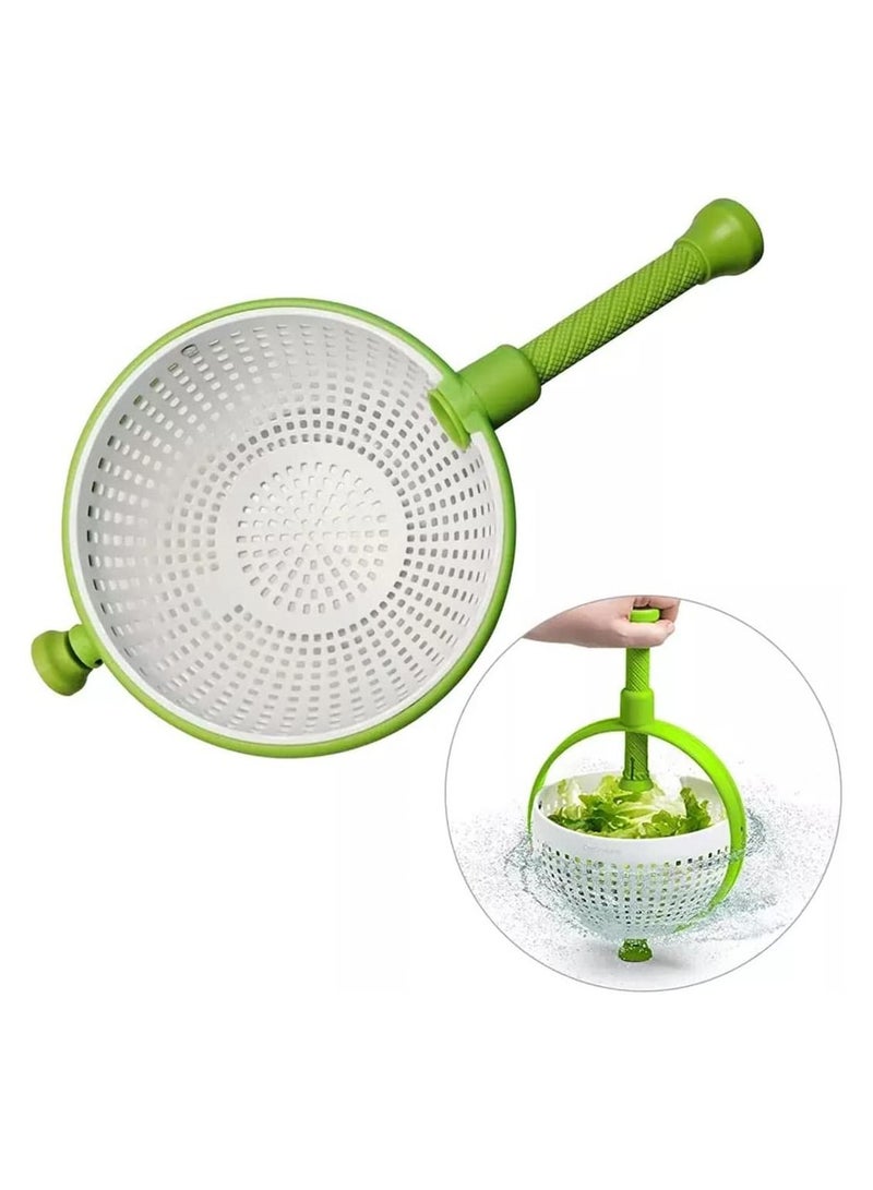 Salad Spinner & Drain Lettuce Colander Easy-To-Use Fruit Salad Washing Filter Vegetables Fruits Rotating Drain Basket With Collapsible Handle for Tastier Fresher Food  - Image 4