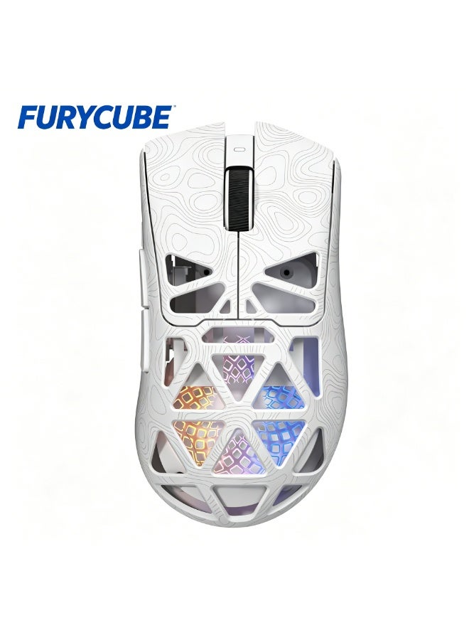 مكعب غاضب ماوس الألعاب اللاسلكي FURYCUBE G11 - PAW3311 تصميم مجوف خفيف الوزن ثلاثي الأوضاع يعمل بتقنية Bluetooth خفيف الوزن للغاية بوزن 67 جرامًا دقة تصل إلى 22000 نقطة في البوصة مع إضاءة خلفية RGB (بيضاء) - Image 1
