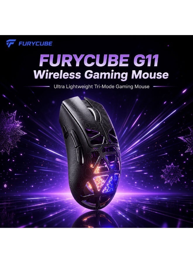 مكعب غاضب ماوس الألعاب اللاسلكي FURYCUBE G11 - PAW3311 تصميم مجوف خفيف الوزن ثلاثي الأوضاع يعمل بتقنية Bluetooth خفيف الوزن للغاية بوزن 67 جرامًا دقة تصل إلى 22000 نقطة في البوصة مع إضاءة خلفية RGB (بيضاء) - Image 2