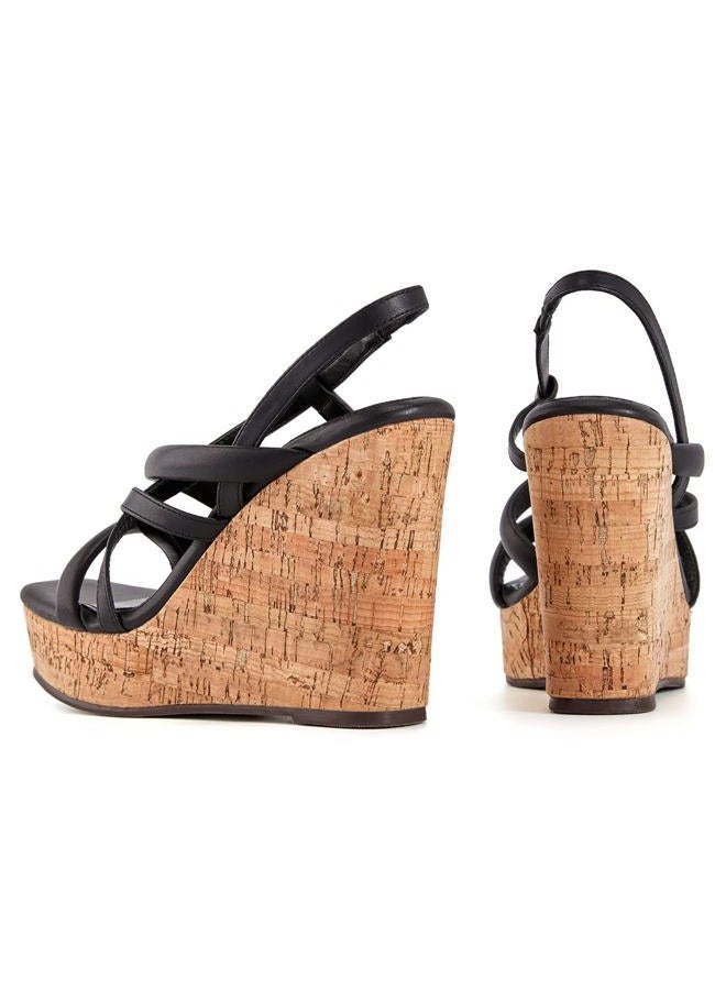 Coutgo Women Platform Wedge Sandals Cork Slingback Wedges Espadrilles Heels Summer Shoes - Image 4