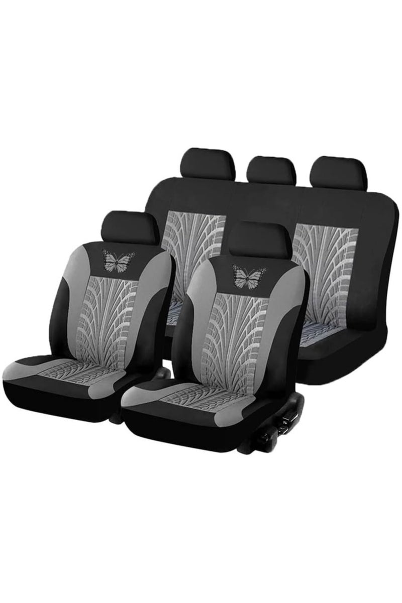 Generic 3-Piece Butterfly Pattern Embroidery Car Seat Cover Set - Image 2