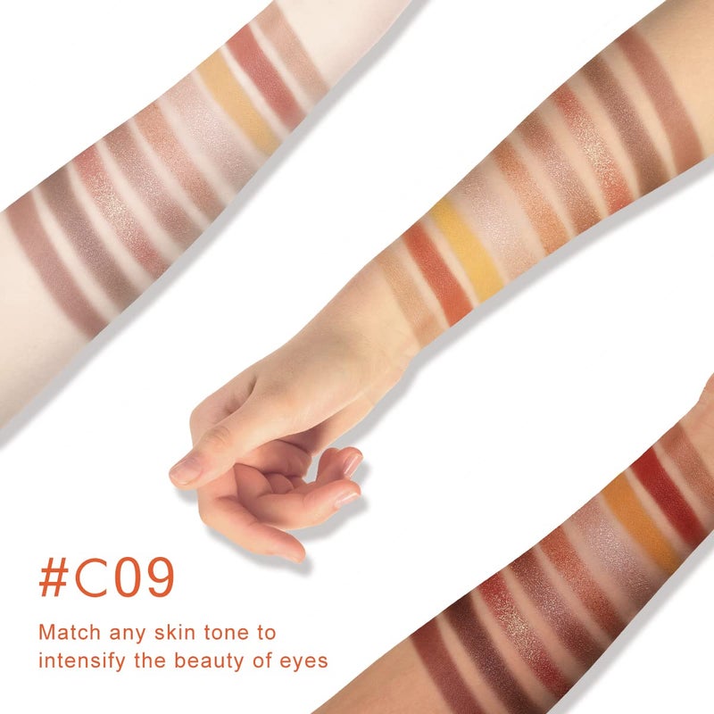 Catkin Eyeshadow Palettes 9 Blendable Shades Smooth Long Lasting Eyeshadow Matte and Glitter Eye Makeup Highly Pigmented Makeup Palettes C09 SUNSET - Image 3