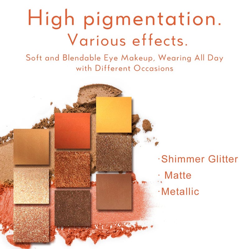 Catkin Eyeshadow Palettes 9 Blendable Shades Smooth Long Lasting Eyeshadow Matte and Glitter Eye Makeup Highly Pigmented Makeup Palettes C09 SUNSET - Image 2