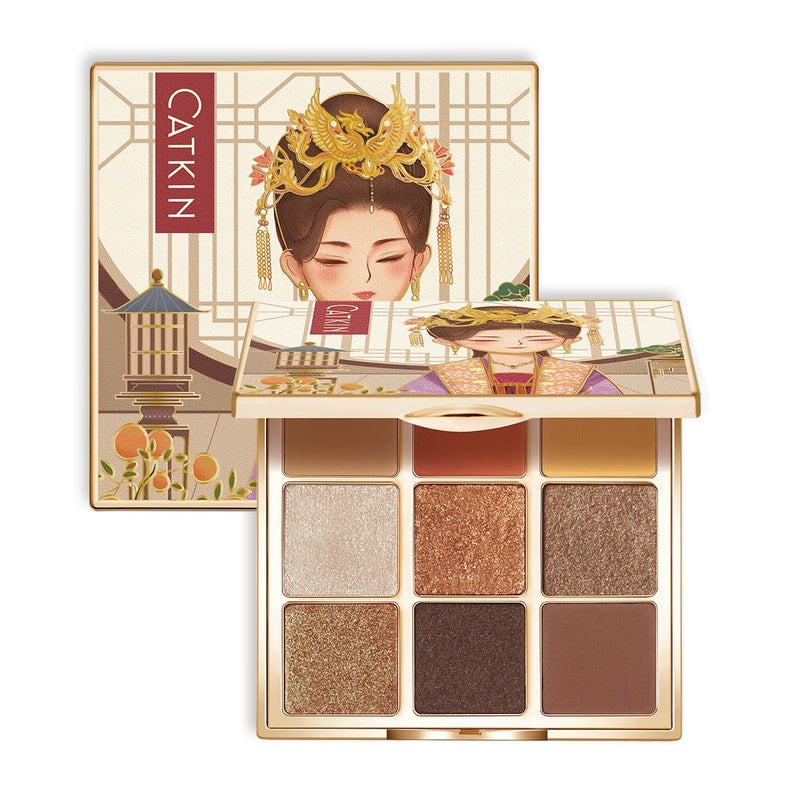 Catkin Eyeshadow Palettes 9 Blendable Shades Smooth Long Lasting Eyeshadow Matte and Glitter Eye Makeup Highly Pigmented Makeup Palettes C09 SUNSET - Image 1