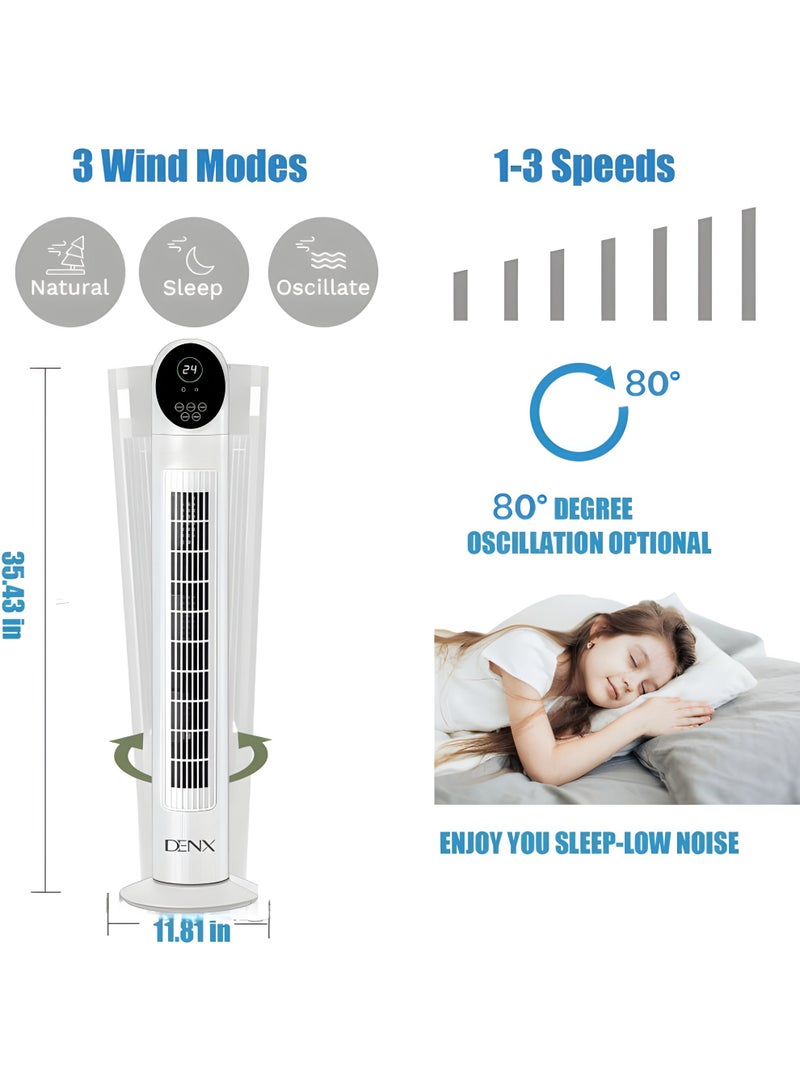 دينكس مروحة برجية - تبريد قوي مع تحكم بثلاث سرعات وتذبذب 80 درجة - تصميم عصري بقوة 40 واط DX2619 - Image 5