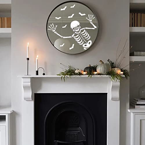 CESOF 74pcs Giant Halloween Window Clings Decorations, 8 Sheets 6 Skeleton Window Stickers, Scary White Skull Window Silhouettes Decal for Indoor Bathroom Glass Door Decor Home Haunted House Party Supplies - Image 5