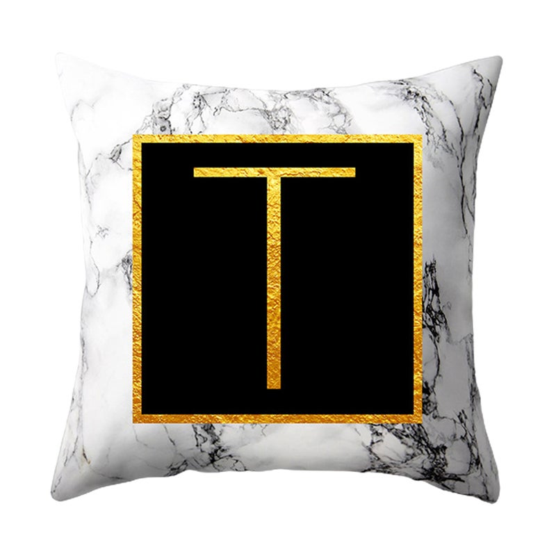 Marbled Golden Letters Pillowcase Sofa Pillow Cushion Cover  45 * 45cm - Image 1