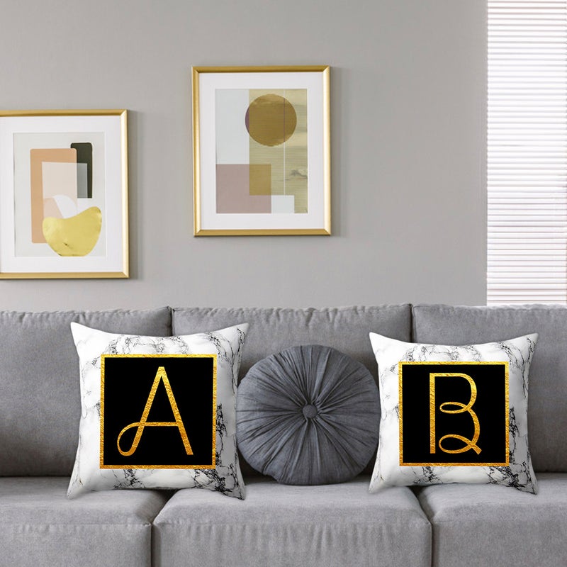 Marbled Golden Letters Pillowcase Sofa Pillow Cushion Cover  45 * 45cm - Image 5