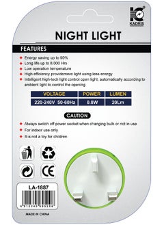 KADRIS LED Night Light Soft Lighting And Energy saving 1W for Bedroom,Kitchen, Hallway, Stairs Operating power 220V-240V with UK plug LA-1887  - Image 3