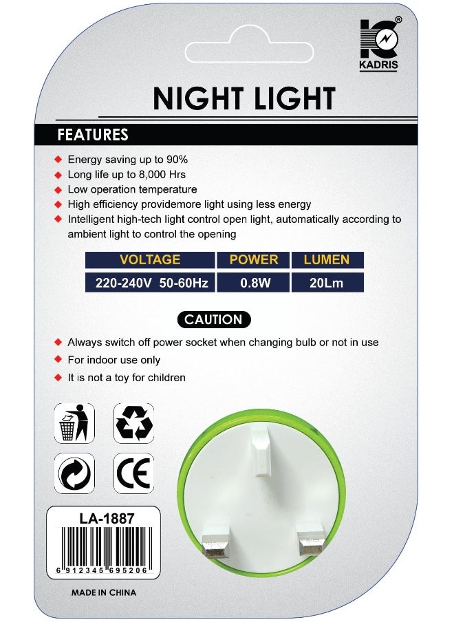 KADRIS LED Night Light Soft Lighting And Energy saving 1W for Bedroom,Kitchen, Hallway, Stairs Operating power 220V-240V with UK plug LA-1887  - Image 3