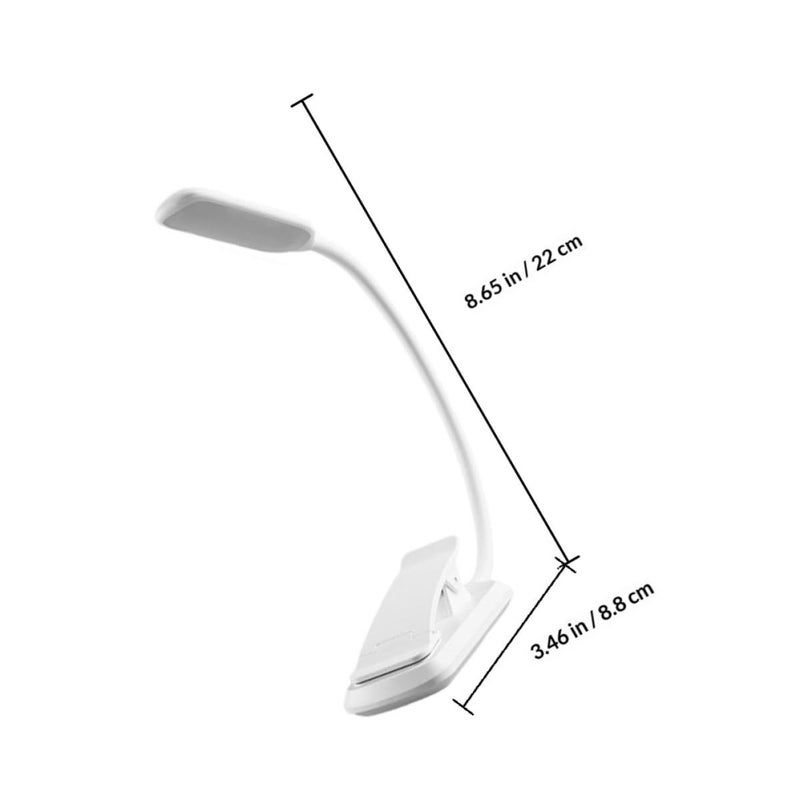 مصباح قراءة LED قابل للشحن عبر USB، مشبك إضاءة، حماية للعينين، 220 ملم، أبيض - Image 2