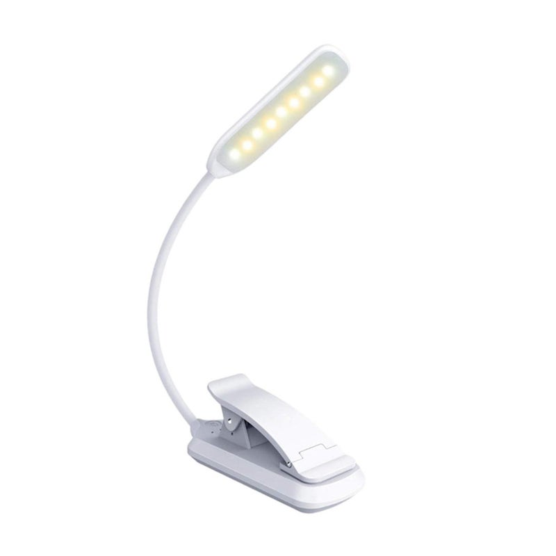 مصباح قراءة LED قابل للشحن عبر USB، مشبك إضاءة، حماية للعينين، 220 ملم، أبيض - Image 1