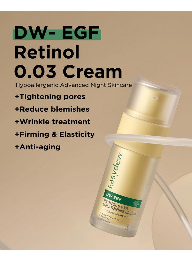 Easydew Dw-Egf Peptide Retinol 0.03% Cream - Beginner Retinol Night Cream For Hypoallergenic Skin Care - Firm Skin, Wrinkle Improvement - Korean Daily Anti Aging Face & Neck Treatment, 1.01Fl. Oz. - Image 1