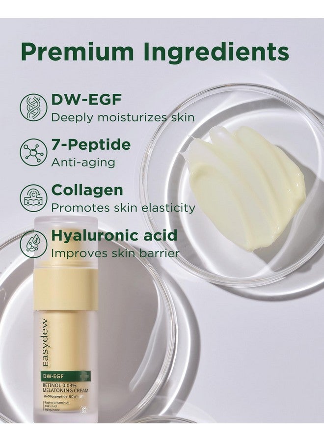 Easydew Dw-Egf Peptide Retinol 0.03% Cream - Beginner Retinol Night Cream For Hypoallergenic Skin Care - Firm Skin, Wrinkle Improvement - Korean Daily Anti Aging Face & Neck Treatment, 1.01Fl. Oz. - Image 2