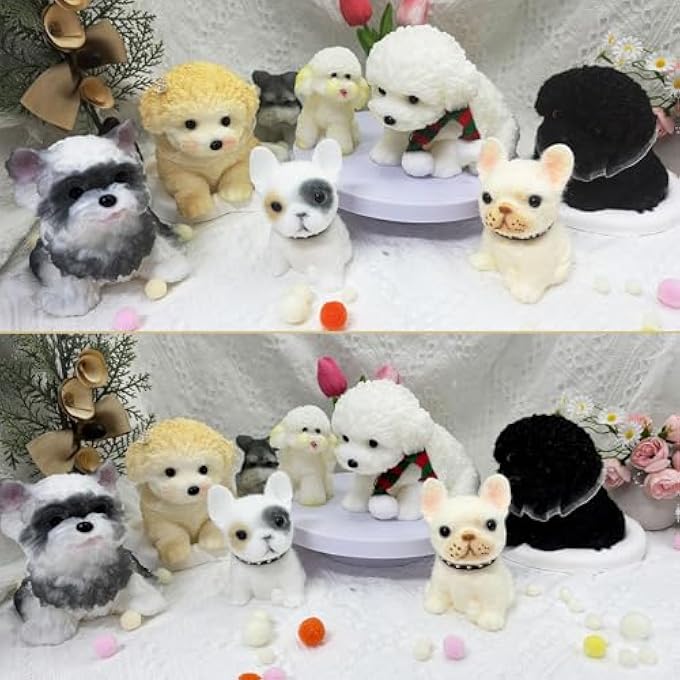 TSFGDYL 2PCS Cute Squishy Dog Toys - Handmade Squishy Dog Relief Toy, Ultra Soft Silicone Squishies Toy for Kids & Adults, Autism & Anxiety Relief, Fun Gift for Boys & Girls (White-Curry) - Image 4