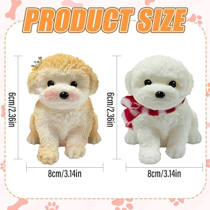TSFGDYL 2PCS Cute Squishy Dog Toys - Handmade Squishy Dog Relief Toy, Ultra Soft Silicone Squishies Toy for Kids & Adults, Autism & Anxiety Relief, Fun Gift for Boys & Girls (White-Curry) - Image 2