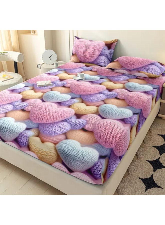 Kahlua Full Heart Shaped Fitted Sheet And Pillowcase Set Breathable Skin Friendly - Image 2