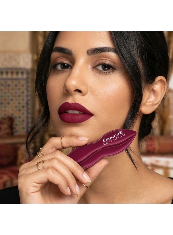 CmaaDu Matte Velvet Lipstick, 3.5g High-Pigment Lip Color, Waterproof & Smudge-Proof Cream Stick, Non-Drying Finish - #04 Vibrant Fuchsia - Image 5