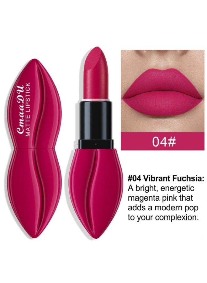 CmaaDu Matte Velvet Lipstick, 3.5g High-Pigment Lip Color, Waterproof & Smudge-Proof Cream Stick, Non-Drying Finish - #04 Vibrant Fuchsia - Image 3