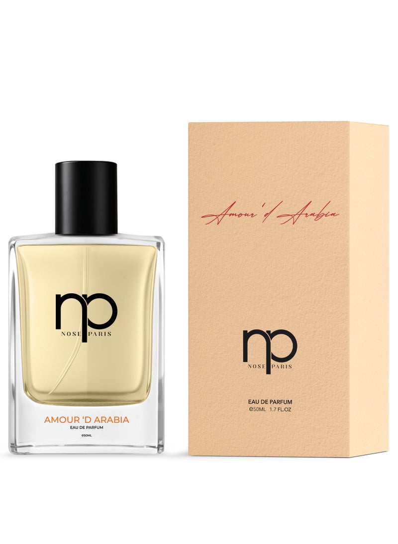 Nose Paris Amour D’Arabia (Arabian Love) for Unisex - Eau de Parfum, 50ml - Luxury Oud, Leather & Bergamot Scent - Image 1