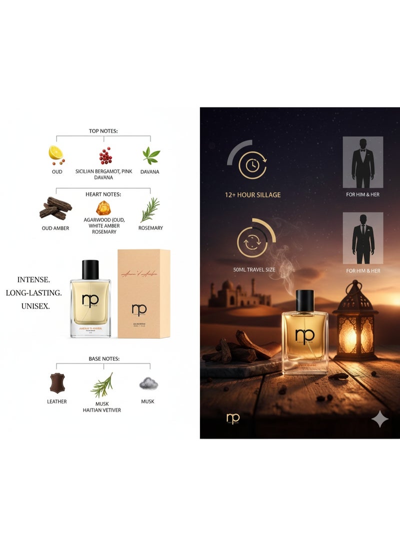 Nose Paris Amour D’Arabia (Arabian Love) for Unisex - Eau de Parfum, 50ml - Luxury Oud, Leather & Bergamot Scent - Image 4