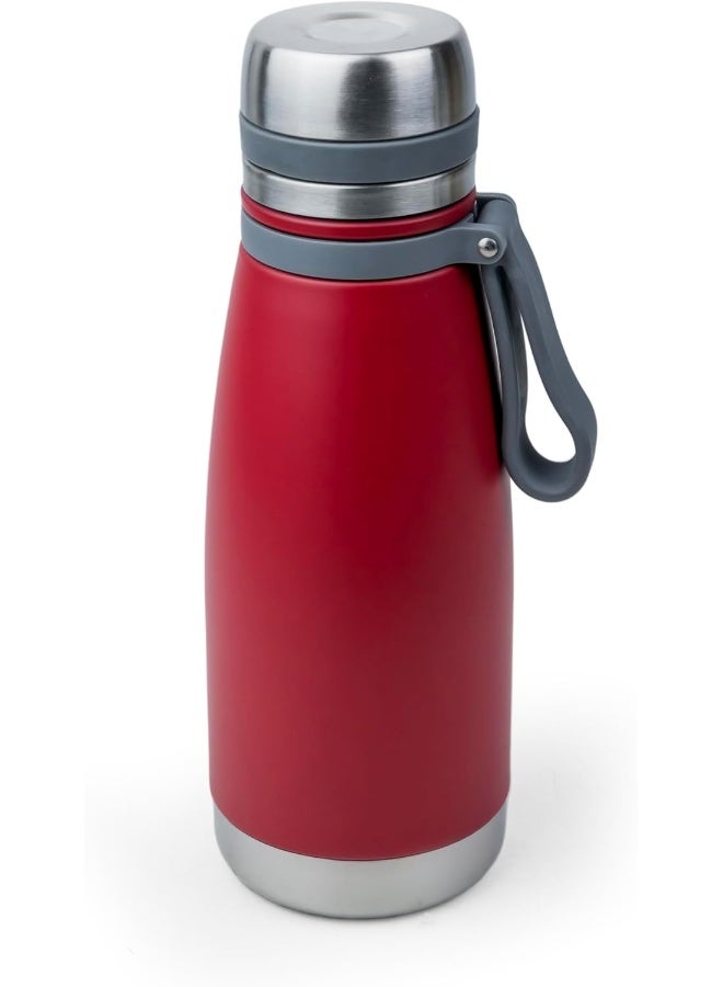 Nessan Elsa 523Ml Stainless Steel Vacuum Bottle - Double Wall Insulation For Hot And Cold Beverages - Comfortable To Hold - Easy To Carry - Indoor And Outdoor Use - Red - Image 4