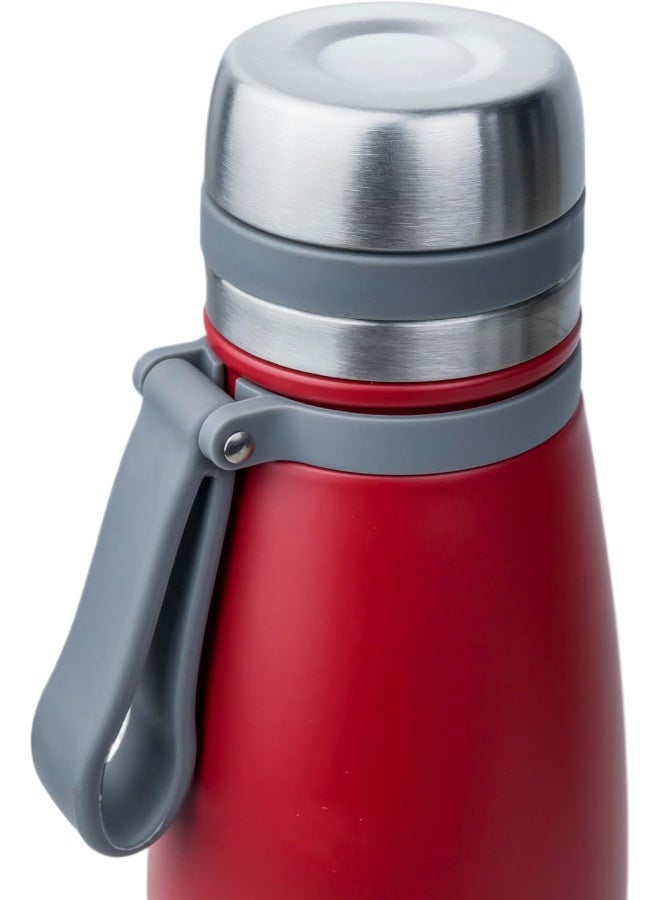 Nessan Elsa 523Ml Stainless Steel Vacuum Bottle - Double Wall Insulation For Hot And Cold Beverages - Comfortable To Hold - Easy To Carry - Indoor And Outdoor Use - Red - Image 2