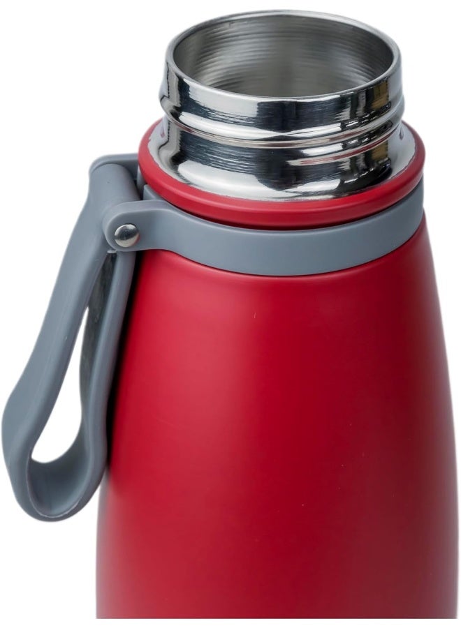 Nessan Elsa 523Ml Stainless Steel Vacuum Bottle - Double Wall Insulation For Hot And Cold Beverages - Comfortable To Hold - Easy To Carry - Indoor And Outdoor Use - Red - Image 3