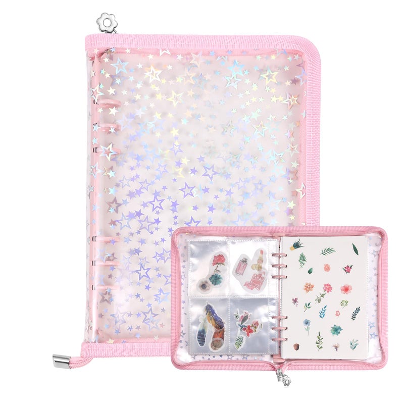 MUDOR 4 in 1 Sticker Storage Organizer, Binder with Storage Sleeves and Release Paper, Reusable Collecting Book Album Holder, A5 Blank Sticker Container Organizer - Image 1