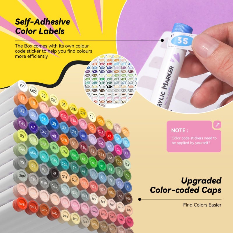 Arrtx Acrylic Markers Anime Series 120 Colors,Brush Tip Acrylic Paint Pens Paint Markers for Rock Painting Glass Wood Stone Fabric,Art Supplies - Image 5