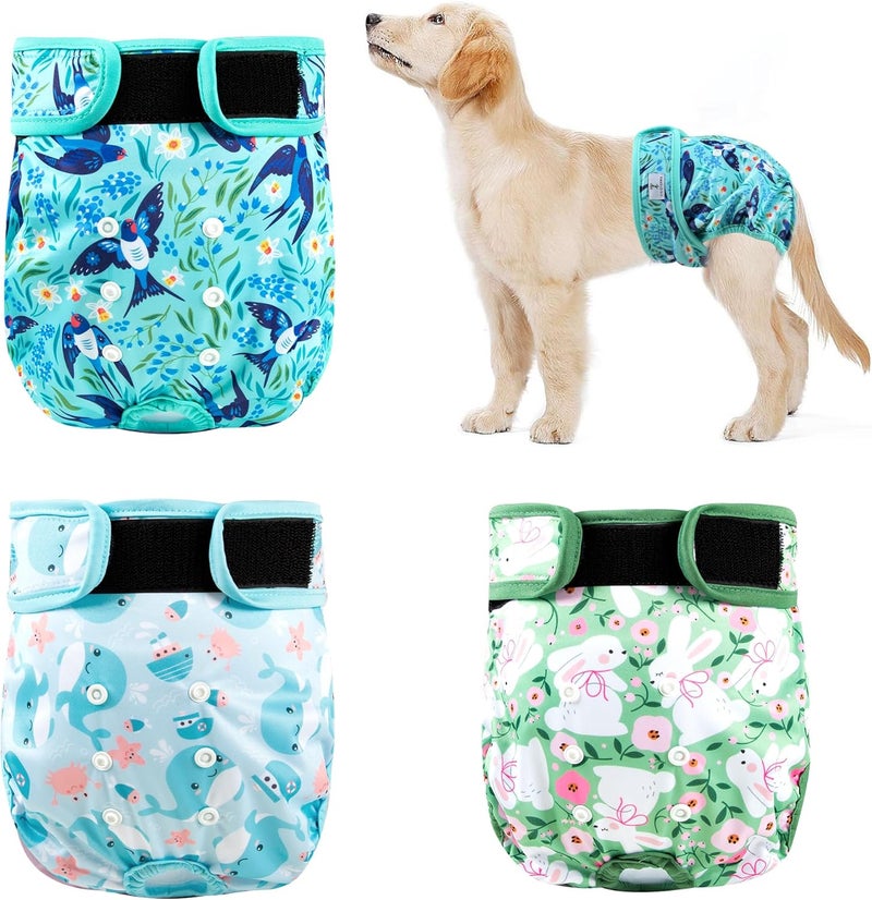 ZINGTERRA 3Pack Dog Diapers Female,Washable Diaper for Doggie,Highly Absorbent Reusable Dog Diaper,Adjustable Leakproof Puppy Girl Dog Diapers for Heat,Incontinence,Period Doggy Nappies - Image 1