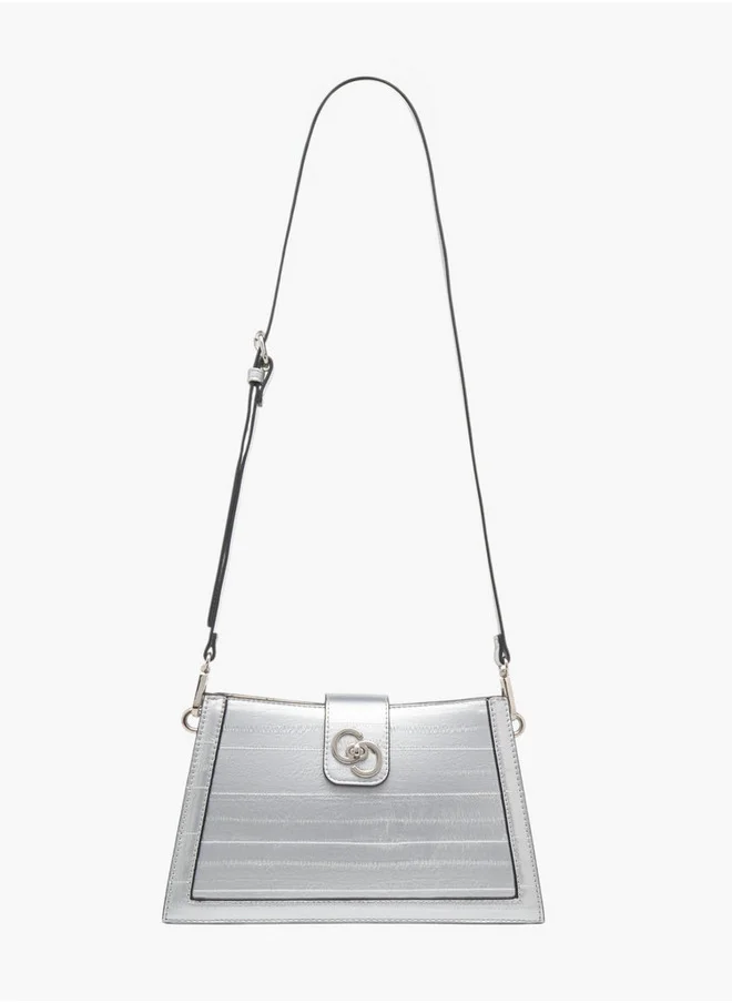 Celeste Textured Shoulder Bag with Zip Closure and Chain Strap