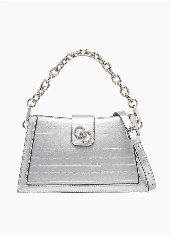 Celeste Textured Shoulder Bag with Zip Closure and Chain Strap