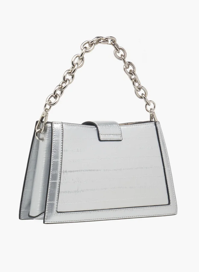 Celeste Women's Textured Shoulder Bag with Zip Closure and Chain Strap