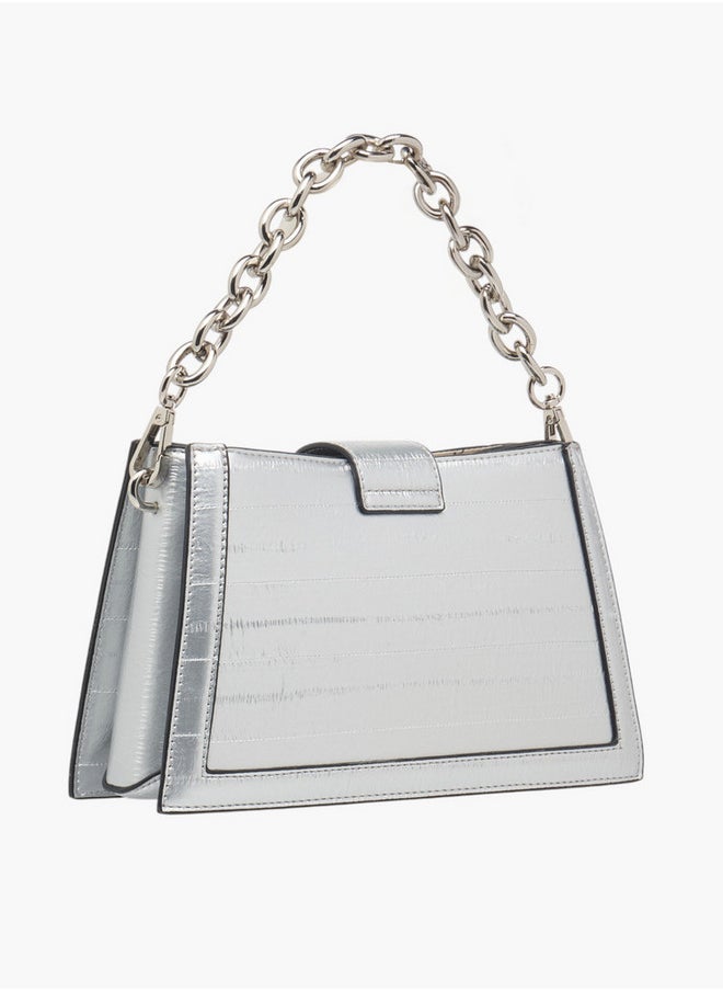 Celeste Women's Textured Shoulder Bag with Zip Closure and Chain Strap  - Image 3
