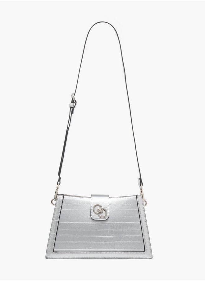 Celeste Women's Textured Shoulder Bag with Zip Closure and Chain Strap  - Image 2