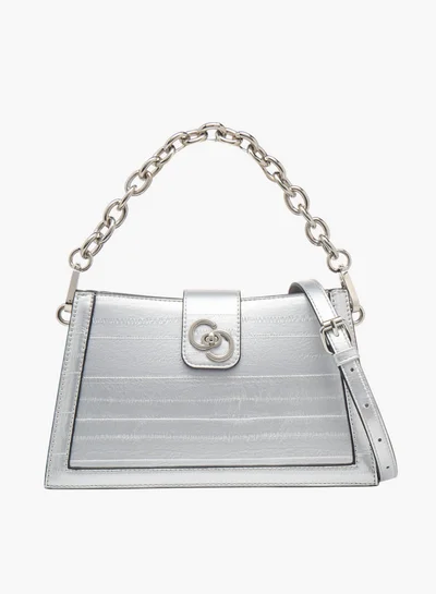 Celeste Women's Textured Shoulder Bag with Zip Closure and Chain Strap