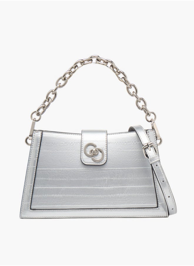 Celeste Women's Textured Shoulder Bag with Zip Closure and Chain Strap  - Image 1