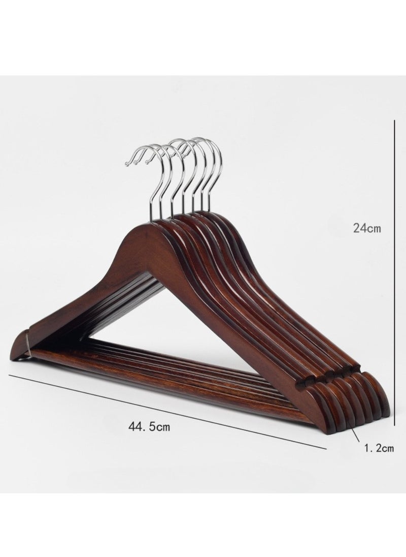 Solid Wood Hangers, Non-Marking and Non-Slip- 360 Degree Swivel Hook&Groove - Vintage Walnut Finish, Hanger for  Pants,Suit,Jackets(10 Pack)