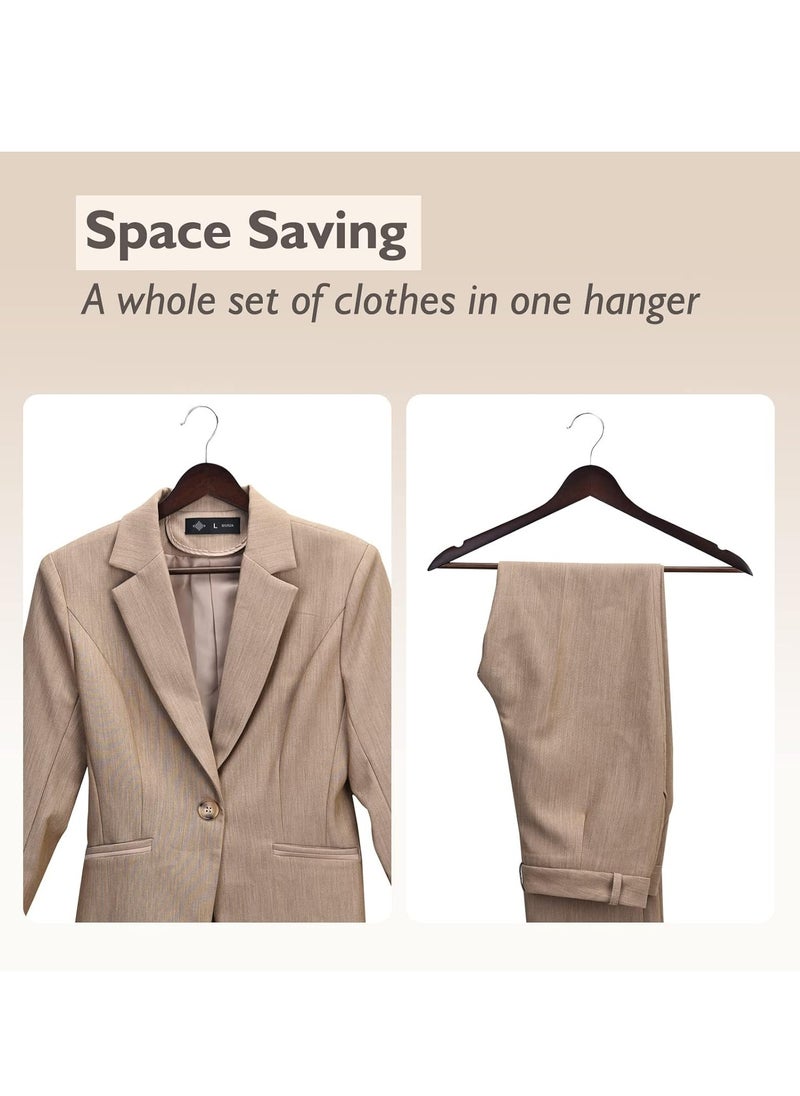 Solid Wood Hangers, Non-Marking and Non-Slip- 360 Degree Swivel Hook&Groove - Vintage Walnut Finish, Hanger for  Pants,Suit,Jackets(10 Pack)