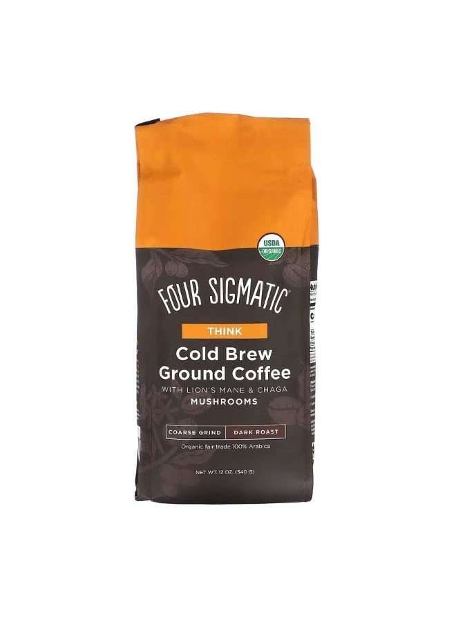 Four Sigmatic - Cold Brew Ground Coffee with Lions Mane And Chaga Mushrooms Think Coarse Grind Dark Roast 12 oz 340 g - Image 1