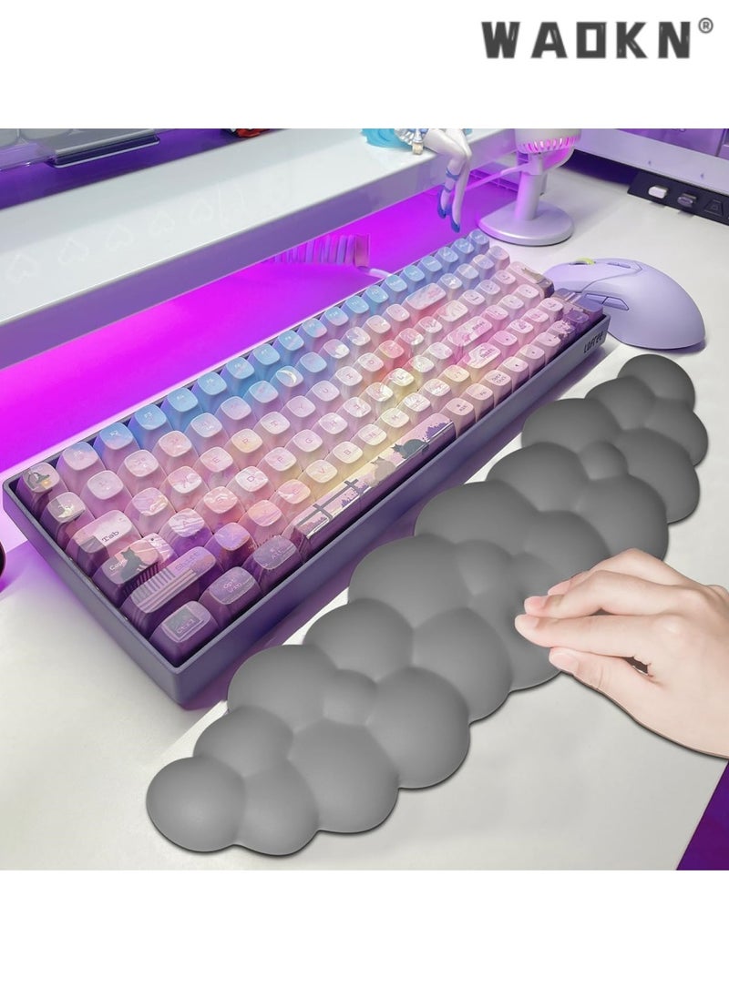 WAOKN Cloud-Shaped Keyboard Wrist Rest, PU Leather Memory Foam Wrist Rest for Computer Keyboard, Ergonomic Pad and Cute Mouse Wrist Rest for Gaming, Office, Computer, Typing Pain Relief ,Grey  - Image 5