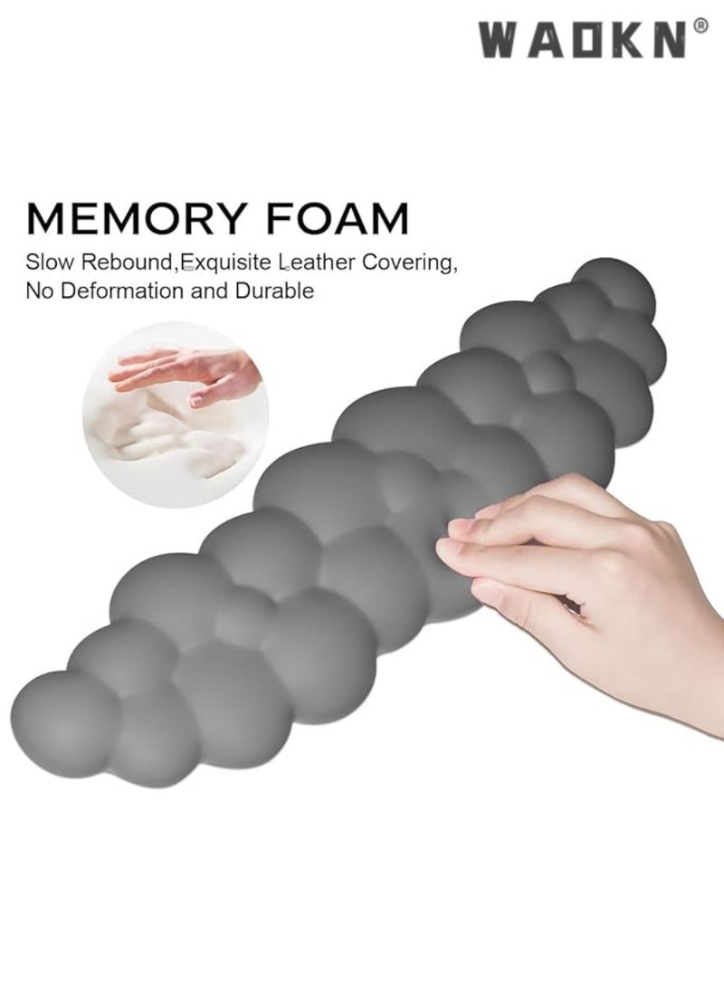 WAOKN Cloud-Shaped Keyboard Wrist Rest, PU Leather Memory Foam Wrist Rest for Computer Keyboard, Ergonomic Pad and Cute Mouse Wrist Rest for Gaming, Office, Computer, Typing Pain Relief ,Grey  - Image 3