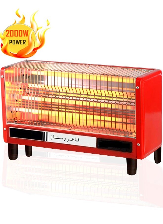 TOSCANA U 2000W Rectangular Electric Heater with 4 Candles Portable Electric Quartz Heater with Temperature Control Switch 