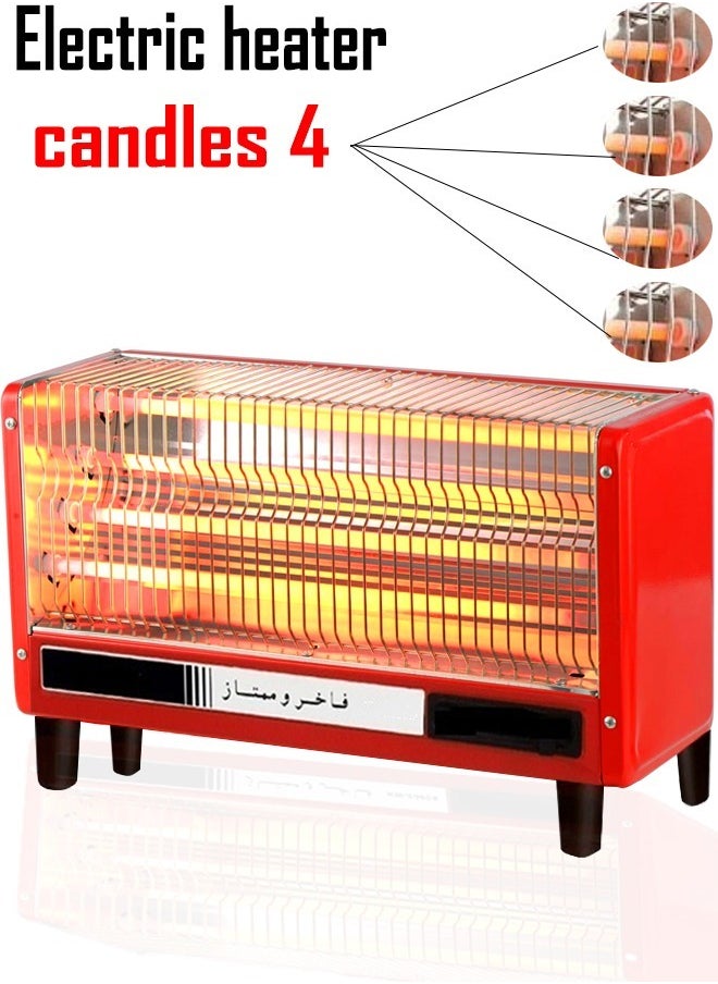 Cady One - 2000W Rectangular Electric Heater with 4 Candles Portable Electric Quartz Heater with Temperature Control Switch - Image 1